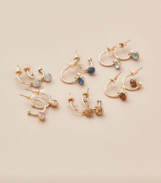 6 Pack Huggie Earrings