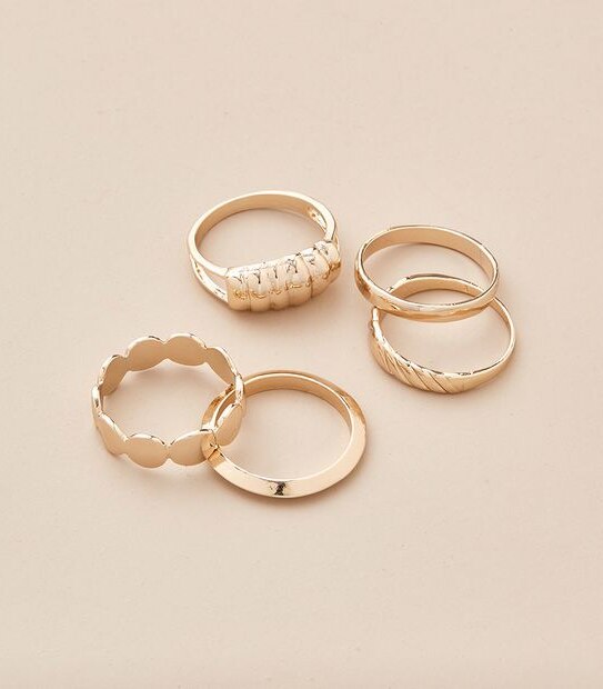 5 Pack Croissant Metal Ring Set