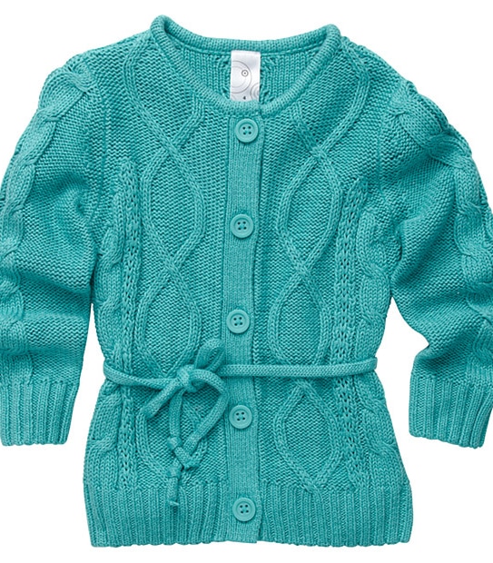 Girls' Tie-Waist Cable Knit Cardigan - Green