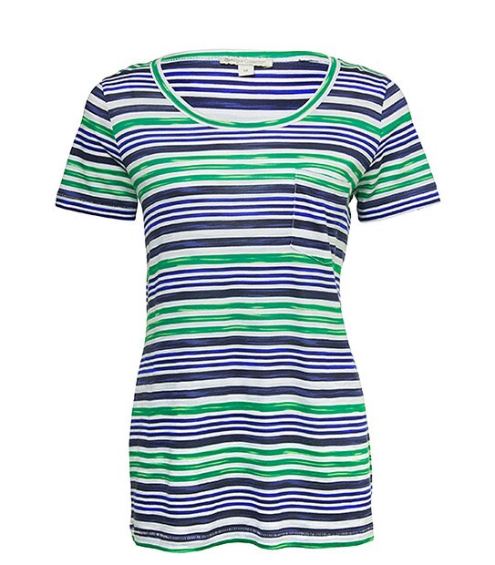 Chest Pocket T-Shirt - Green Stripe 1 of 3