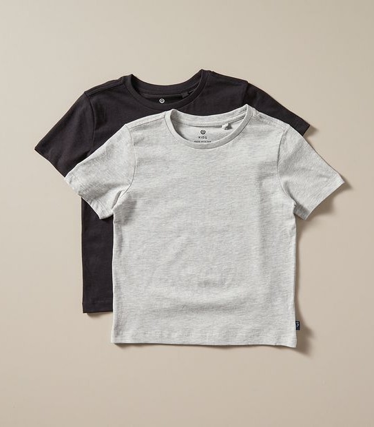 Organic Cotton Short Sleeve 2 Pack T-shirts - Grey/Black