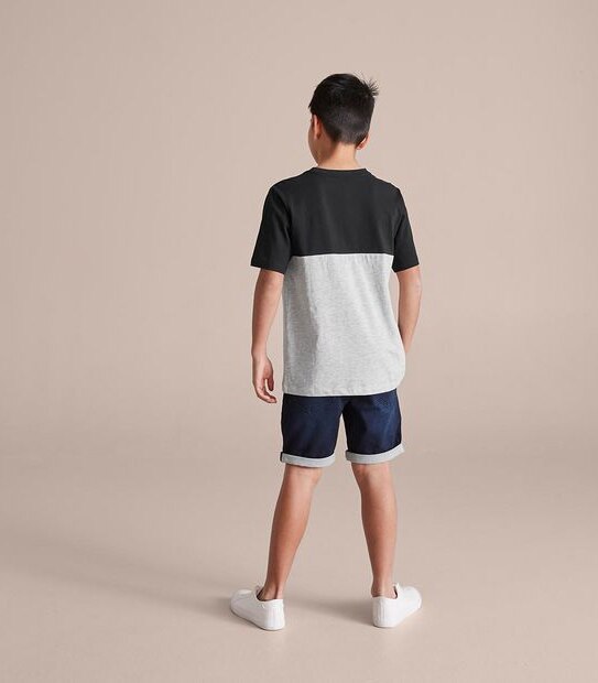 Organic Cotton Spliced Graphic T-Shirt