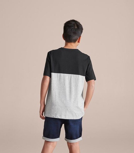 Organic Cotton Spliced Graphic T-Shirt