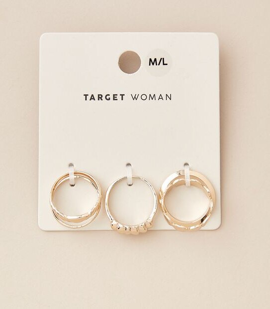 5 Pack Croissant Metal Ring Set