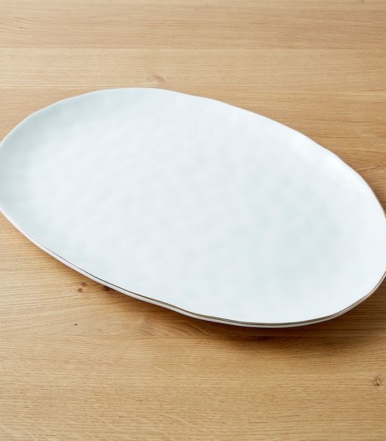 Gold Rim Dimple Oval Serving Plate