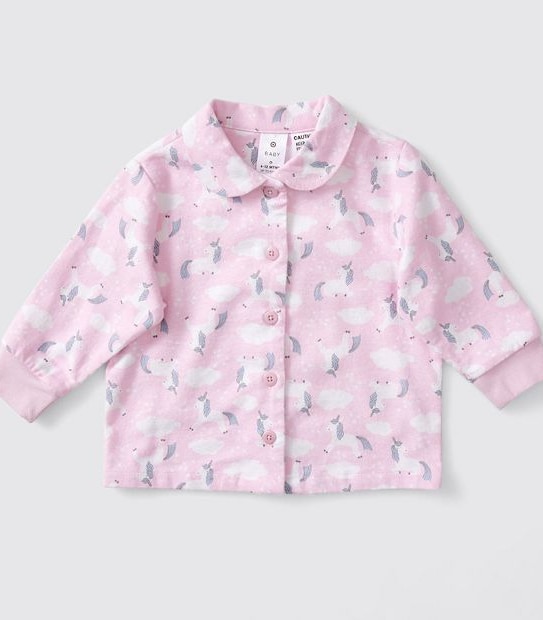 Baby Unicorn Flannelette Pyjama Set - Pink