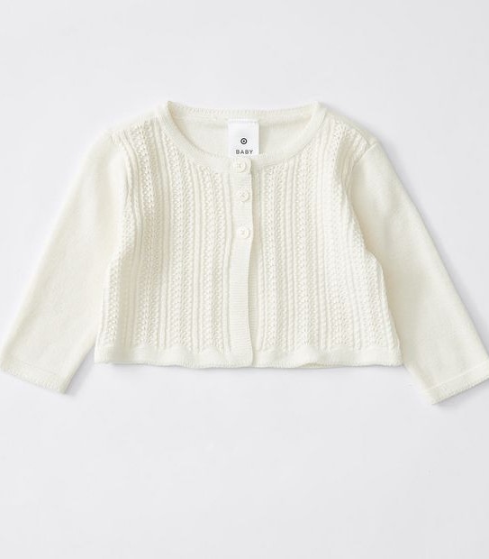Baby Organic Cotton Pointelle Cardigan