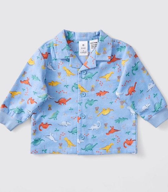 Baby Dinosaur Flannelette Pyjama Set - Blue
