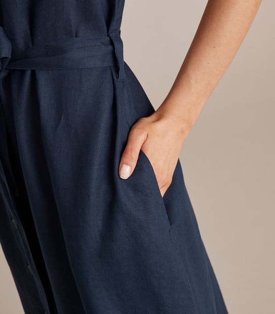 European Linen Maxi Shirt Dress