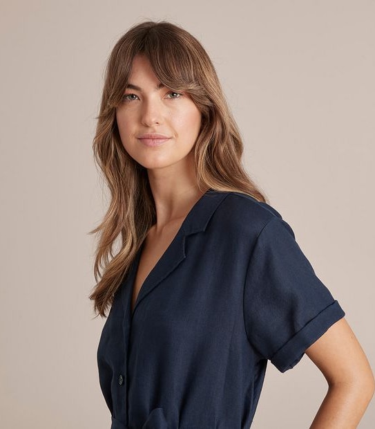 European Linen Maxi Shirt Dress