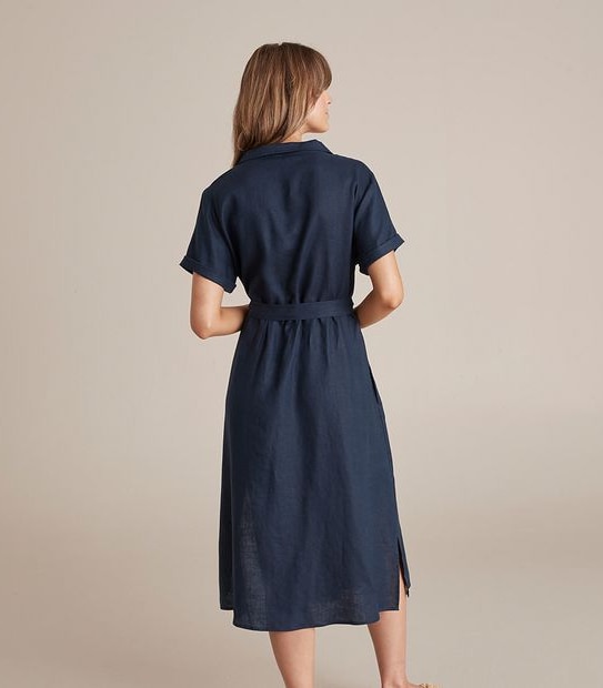 European Linen Maxi Shirt Dress