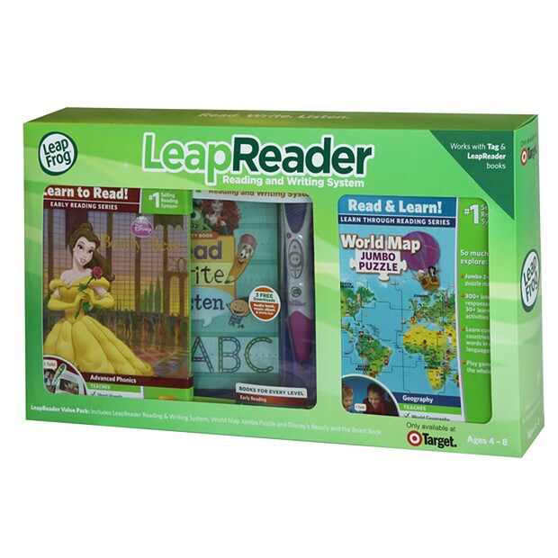 LeapFrog LeapReader Reading And Writing System With Disney Beauty & The Beast And Tag World Map