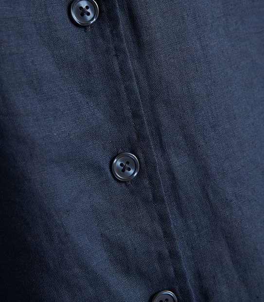 European Linen Maxi Shirt Dress