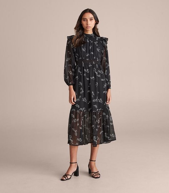 Preview Ruffle Shoulder Midi Dress