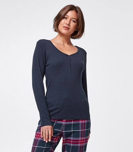 Lily Loves Henley Sleep T-Shirt - Navy Blue