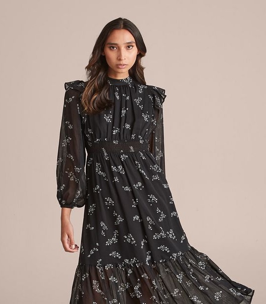 Preview Ruffle Shoulder Midi Dress