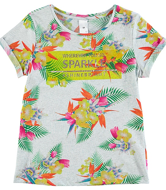 Girls' Short Sleeve Floral Print T-Shirt