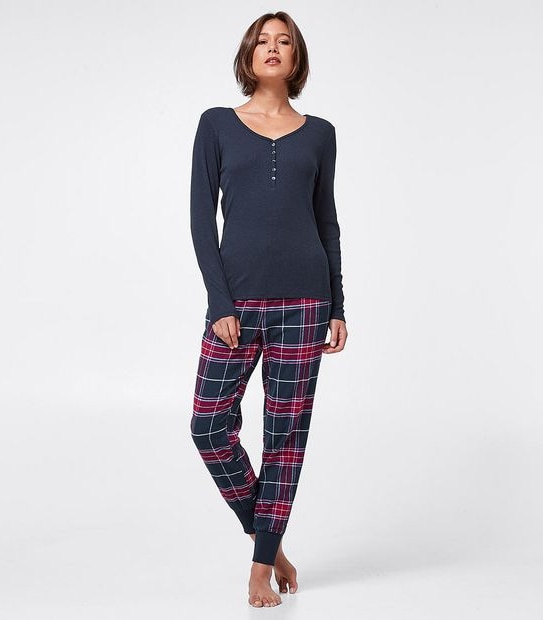 Lily Loves Henley Sleep T-Shirt - Navy Blue