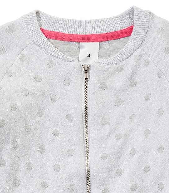 Girls' Spot Print Zip Cardigan