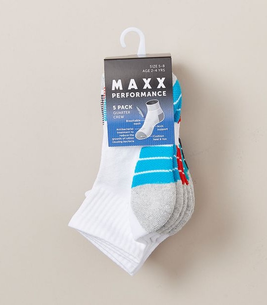 5 Pack Maxx Performance Qtr Crew Socks