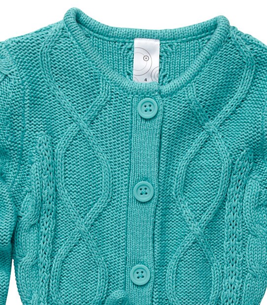 Girls' Tie-Waist Cable Knit Cardigan - Green