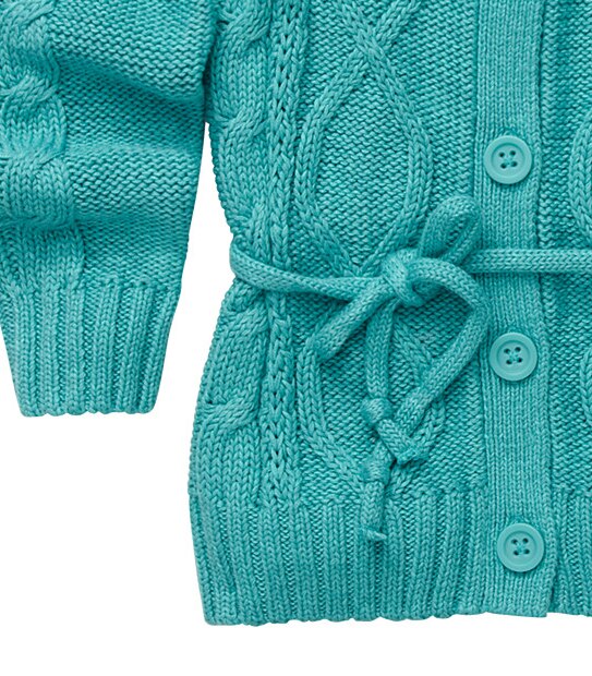 Girls' Tie-Waist Cable Knit Cardigan - Green