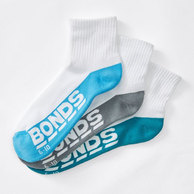 Bonds 3 Pack Quarter Crew Active Socks Assorted Target Australia