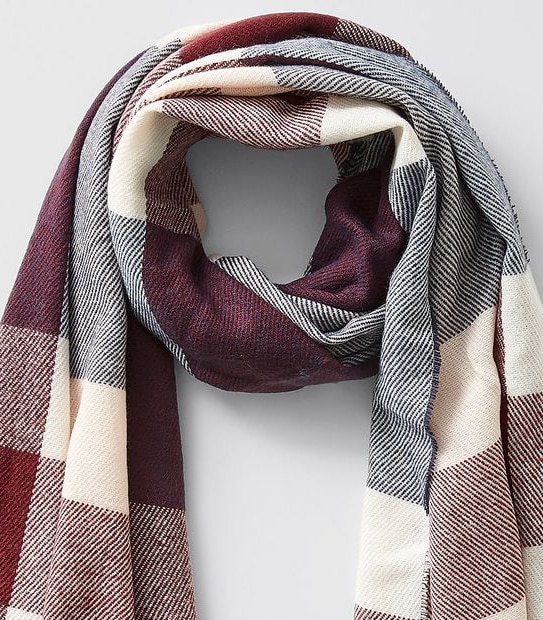 Sabine Check Blanket Scarf - Plum