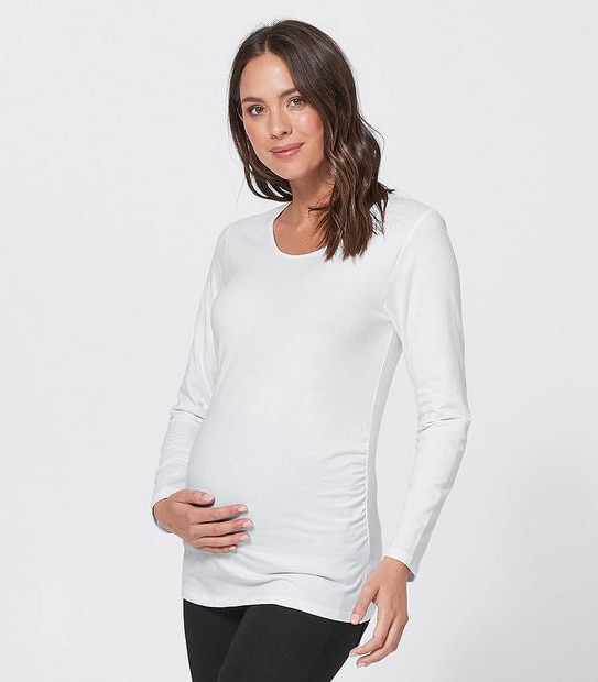 Maternity Long Sleeve Organic T-Shirt - White