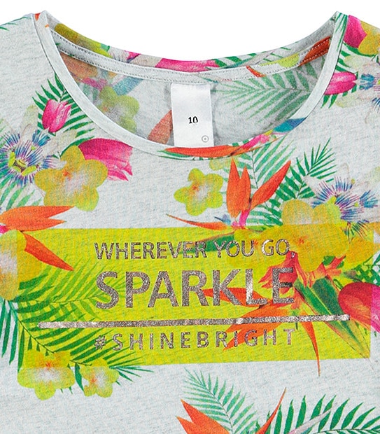 Girls' Short Sleeve Floral Print T-Shirt