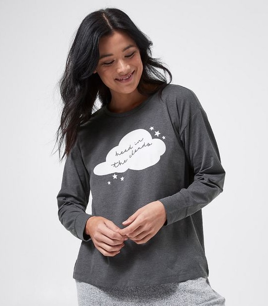 Printed Sleep T-Shirt - Charcoal Grey Celestial