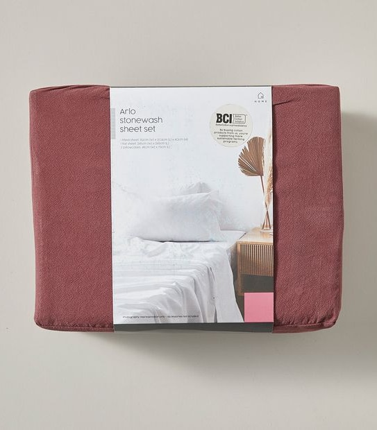Arlo Stonewash Sheet Set - Super King Bed