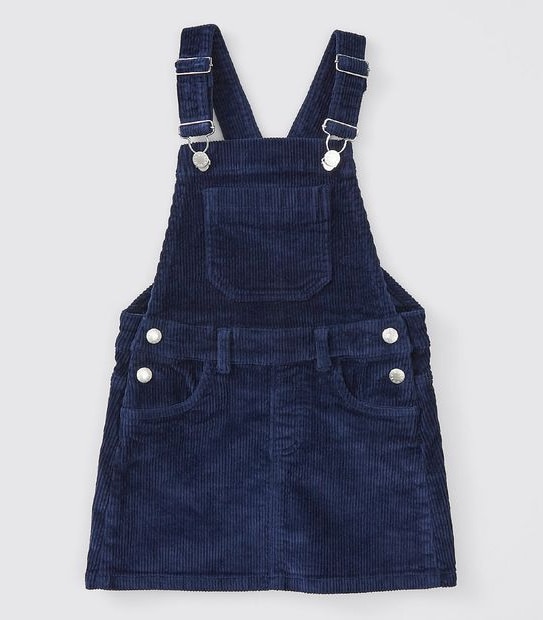 Girls Cord Pinafore - Navy Blue