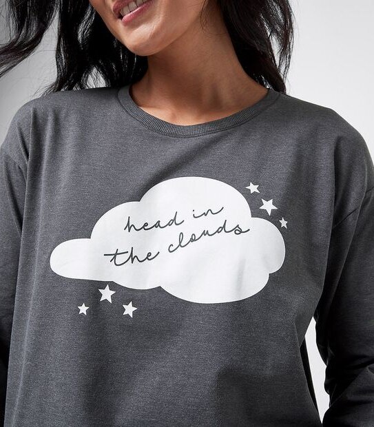 Printed Sleep T-Shirt - Charcoal Grey Celestial