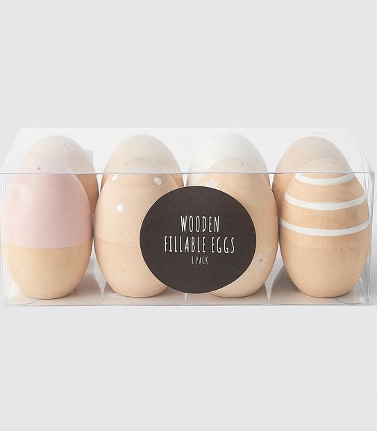 Easter 8 Pack Wooden Fillable Eggs