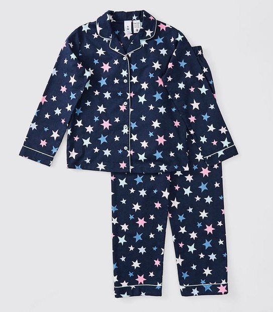 Girls Flannelette Pyjama Set - Navy Blue