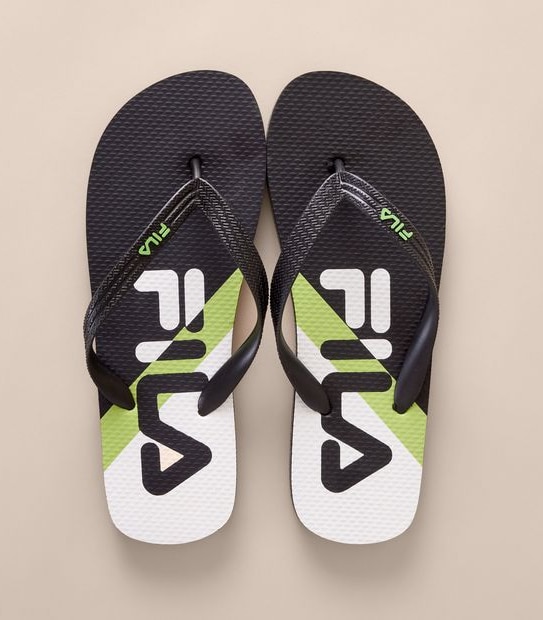 Fila Mens Catanzaro Black Neon Spliced Thongs
