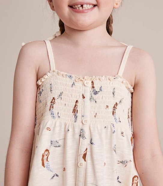Shirred Button Front Dress