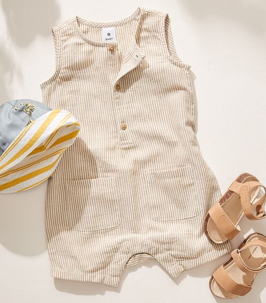 Linen Blend Striped Romper