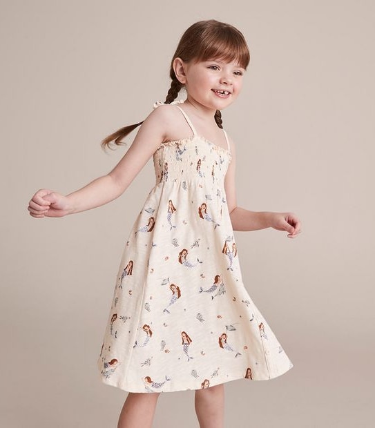 Shirred Button Front Dress