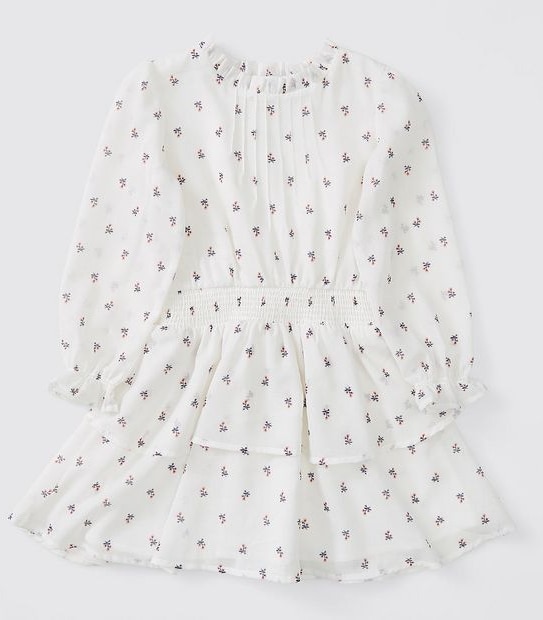 Chiffon Floral Dress - White