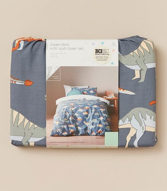 Owen Dino Quilt Cover Set - Double Bed