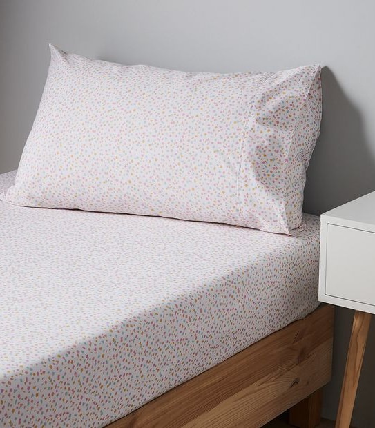 Stonewash Confetti Printed Fitted Sheet with Pillowcase