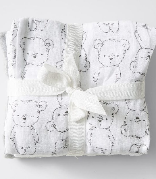 3 Pack Muslin Wraps - Teddy