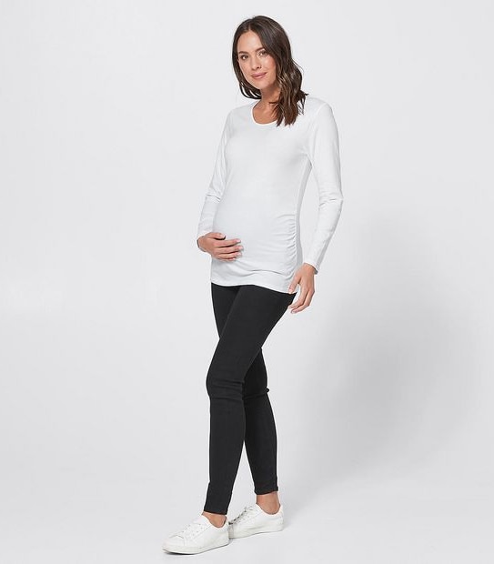 Maternity Long Sleeve Organic T-Shirt - White