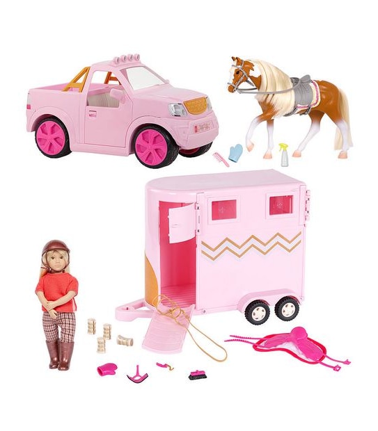 Lori Briella's Truck & Trailer Set Mini Doll, Car, Horse & Trailer