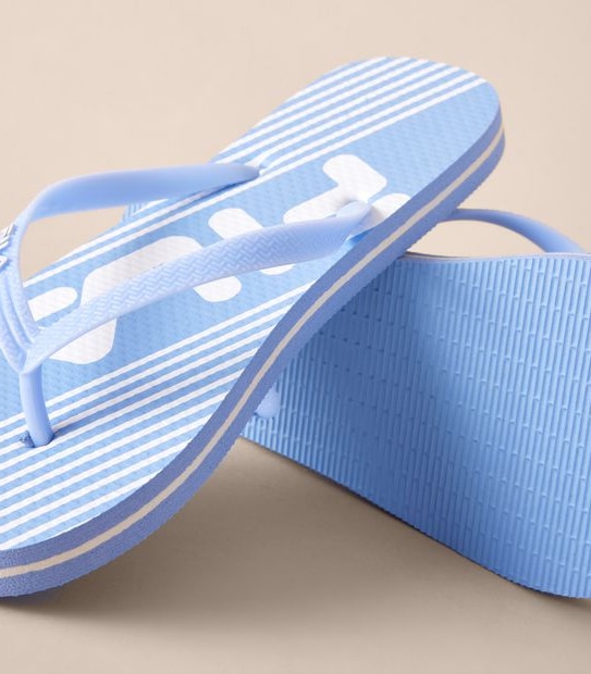 Fila Womens Pozzuoli Blue Spliced Stripe Thongs