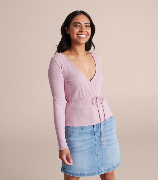 Dannii Minogue Petites Rib Wrap Top