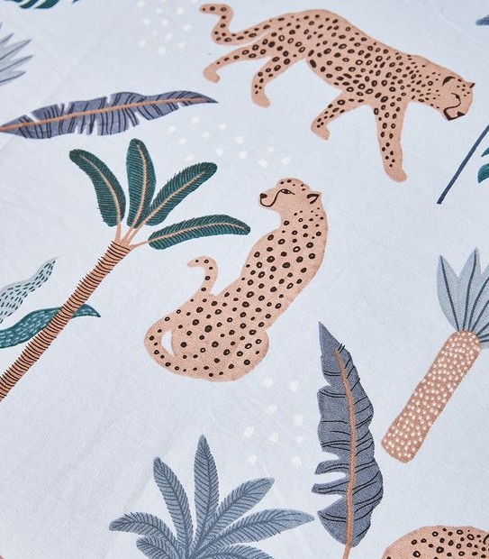 Stonewash Jungle Printed Fitted Sheet with Pillowcase