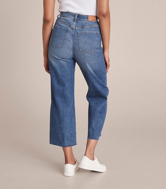 Kelsey Wide Leg High Rise Crop Length Denim Jeans